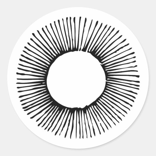 Sunburst zwart-witte sticker (Voorkant)