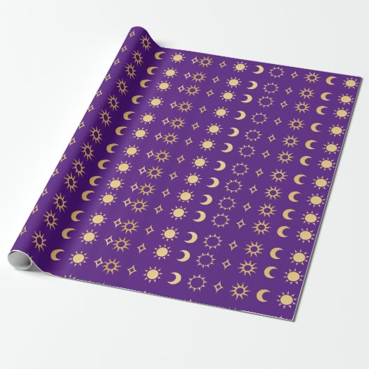 Sund en Moon Designer Wrapping Paper Cadeaupapier (Uitgerold)