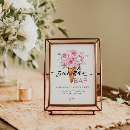 Sundae Bar Ijs geschept thematisch bord Poster