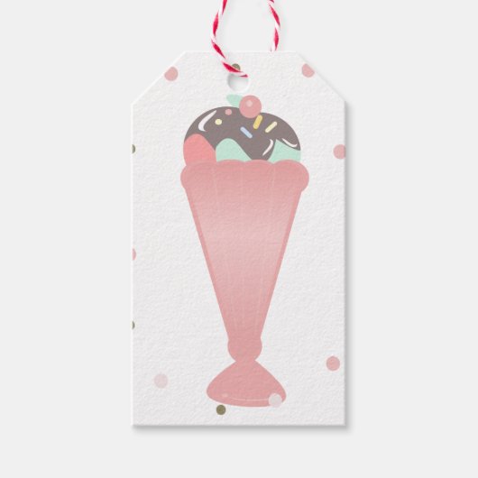 Sundae Cup Diner Verjaardagsfeestje Cadeaulabel (Voorkant)