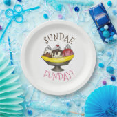 SUNDAE FUNDAY Banana Split Ice Cream Social Papieren Bordje (Feest)