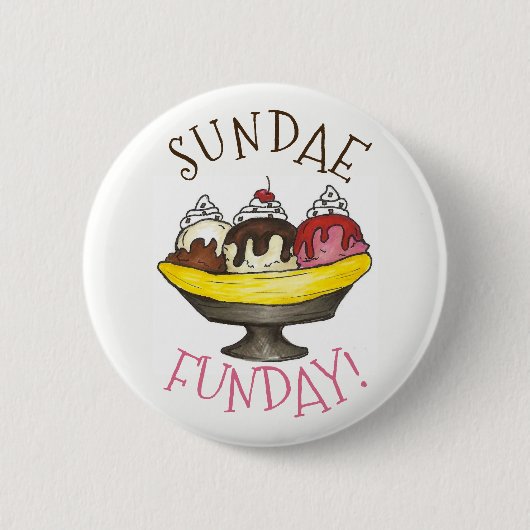 SUNDAE FUNDAY Banana Split Ice Cream Social Ronde Button 5,7 Cm (Voorkant)