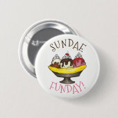 SUNDAE FUNDAY Banana Split Ice Cream Social Ronde Button 5,7 Cm (Voorkant /achterkant)