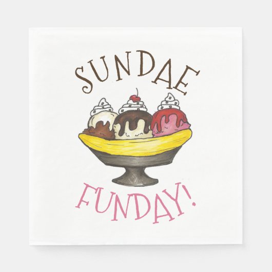 SUNDAE FUNDAY Banana Split Ice Cream Social Servet (Voorkant)
