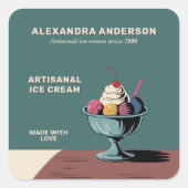 Sundae - Ice Cream Parlor Made with Love Sticker (Voorkant)