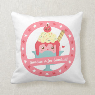Sundae is voor zondag! Schattige Cartoon Sundae Kussen