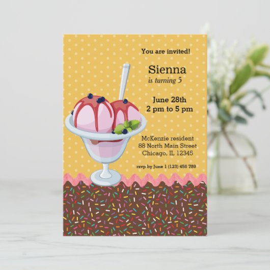 Sundae * kies achtergrondkleur kaart (Staand voorkant)