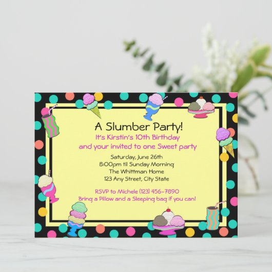 Sundae Party Verjaardag Kaart (Staand voorkant)