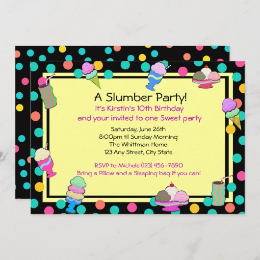 Sundae Party Verjaardag Kaart (Voorkant / Achterkant)