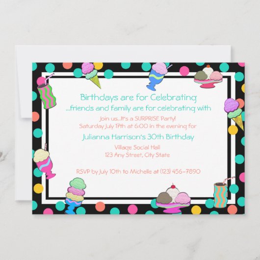 Sundae Shoppe Uitnodigen Kaart (Voorkant)