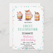 Sundae verjaardagsfeestje uitnodiging (Voorkant / Achterkant)