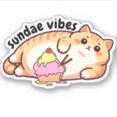 Sundae Vibes Fat Cat Waterdicht Sticker (Voorkant)