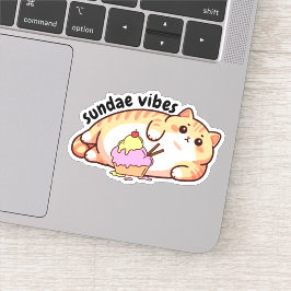 Sundae Vibes Fat Cat Waterdicht Sticker