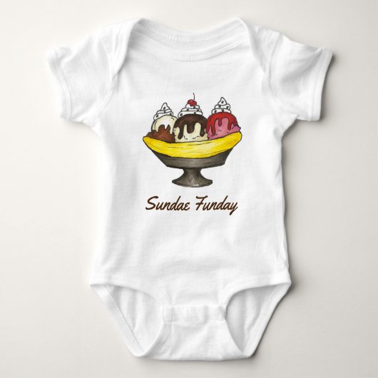 SUNDAE (ZONDAG) FUNDAY Ice Cream Banana Split Food Romper (Voorkant)