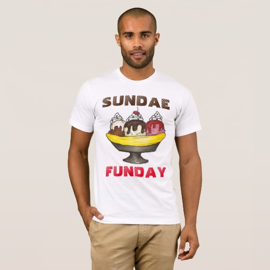 SUNDAE (ZONDAG) FUNDAY Ice Cream Banana Split Food T-shirt (Voorkant volledig)