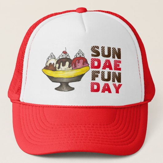 SUNDAE (ZONDAG) FUNDAY Ice Cream Banana Split Food Trucker Pet (Voorkant)