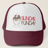 SUNDAE (ZONDAG) FUNDAY Ice Cream Hot Fudge Foodie Trucker Pet (Voorkant)