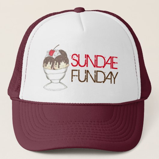 SUNDAE (ZONDAG) FUNDAY Ice Cream Hot Fudge Foodie Trucker Pet (Voorkant)
