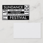SUNDANCE FILM FESTIVAL 2011 VISITEKAARTJE (Voorkant / Achterkant)