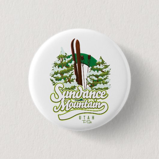 Sundance Mountain Utah Ski logo in het Nederlands Ronde Button 3,2 Cm (Voorkant)