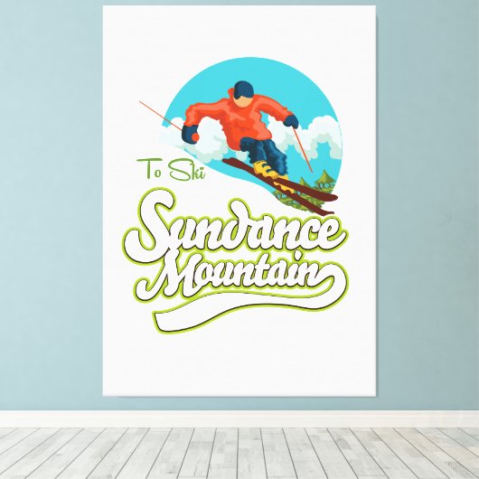 Sundance Mountains ski logo Canvas Afdruk (Insitu (Houten vloer))