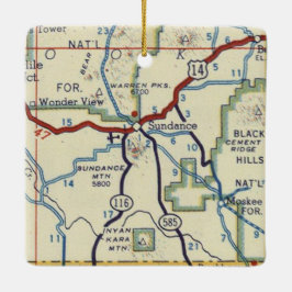 Sundance WY  Map Keramisch Ornament