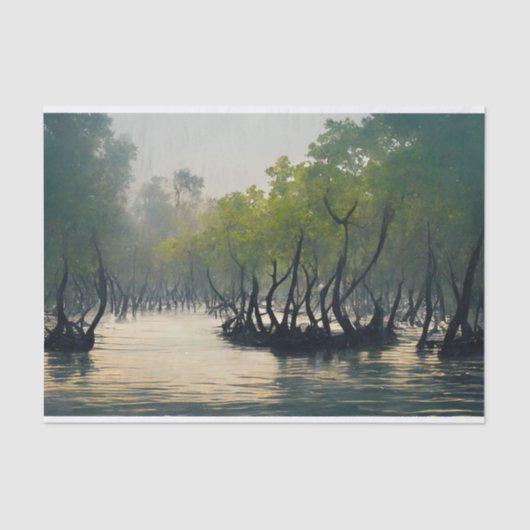 Sundarbans Mangrove Forest River Trees Tissuepapier (Voorkant)
