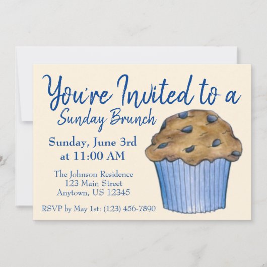 Sunday Breakfast Brunch Blueberry Muffin Kaart (Voorkant)