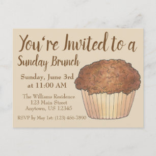 Sunday Breakfast Brunch Streusel Crumb Muffin Uitnodiging Briefkaart