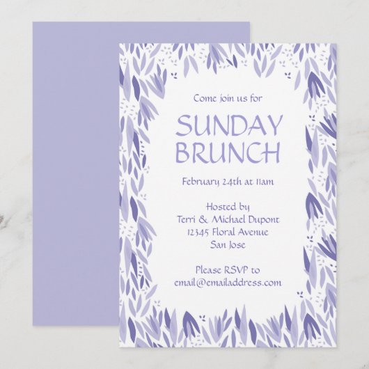 Sunday Brunch Lavender Leaves Kaart (Voorkant / Achterkant)