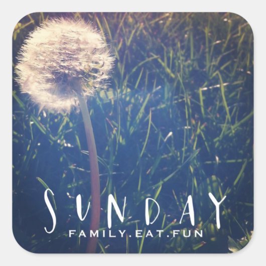 Sunday Family Eat Fun Vierkante Sticker (Voorkant)