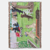 Sunday Fun Labradors schilderen Deken (Voorkant Verticaal)