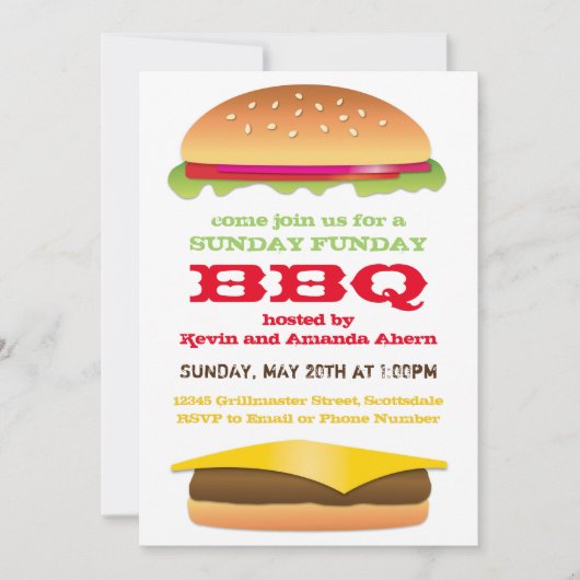 Sunday Funday BBQ Cheeseburger Kaart (Voorkant)