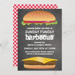 Sunday Funday Chalkboard Barbecue Party Kaart