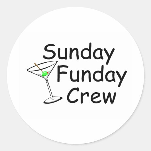 Sunday Funday Crew Martini Ronde Sticker (Voorkant)