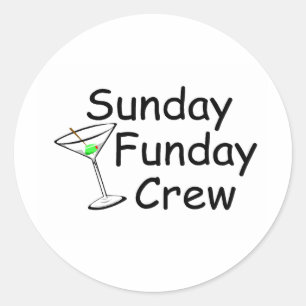 Sunday Funday Crew Martini Ronde Sticker