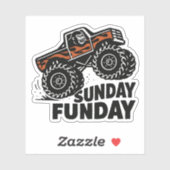 Sunday Funday Gorilla Monster Truck Funny Sticker (Vel)
