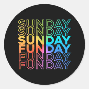 Sunday Funday Rainbow Fade Color Party Ronde Sticker