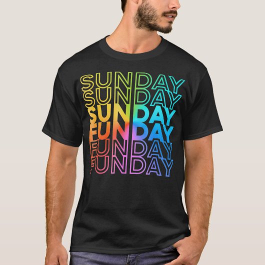 Sunday Funday Rainbow Fade Color Party T-shirt (Voorkant)