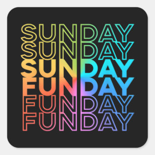 Sunday Funday Rainbow Fade Color Party Vierkante Sticker