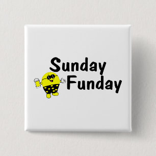Sunday Funday Vierkante Button 5,1 Cm