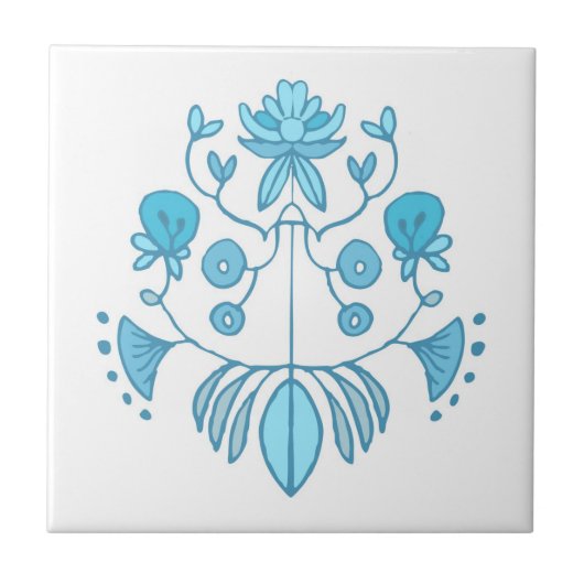 Sunday Garden Tile in Azure Tegeltje (Voorkant)