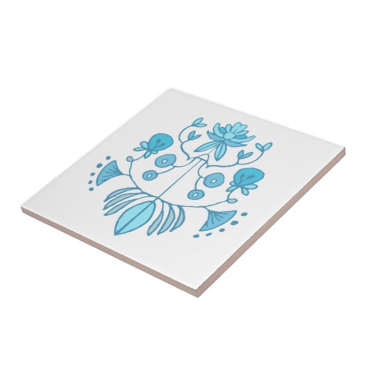 Sunday Garden Tile in Azure Tegeltje (Zijkant)