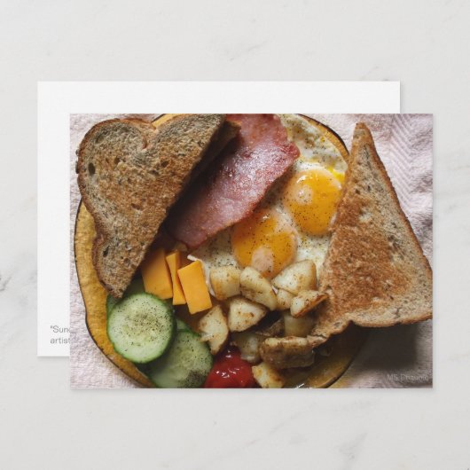 Sunday Morning Ham and Eggs Pop Art Briefkaart (Voorkant / Achterkant)