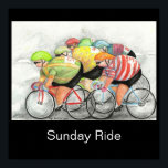 Sunday Ride Poster<br><div class="desc">uit een oorspronkelijke waterverf van de NZ-kunstenaar Lyn Hurring</div>