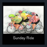 Sunday Ride Poster<br><div class="desc">uit een oorspronkelijke waterverf van de NZ-kunstenaar Lyn Hurring</div>