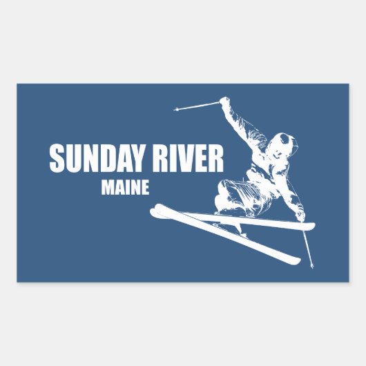 Sunday River Maine Skiër Rechthoekige Sticker (Voorkant)