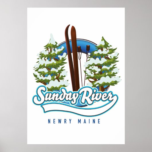 Sunday River Newry Maine ski logo Poster (Voorkant)