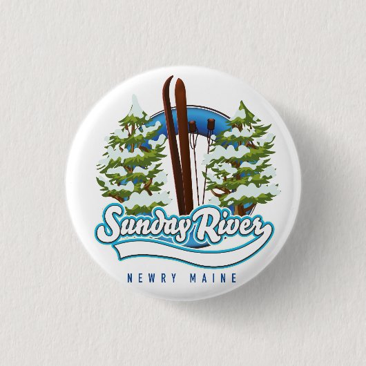 Sunday River Newry Maine ski logo Ronde Button 3,2 Cm (Voorkant)
