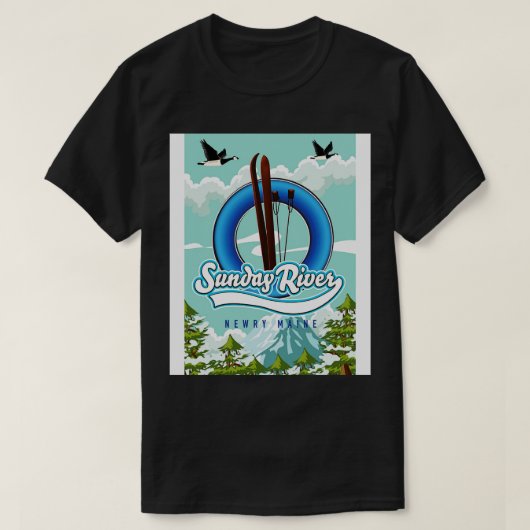 Sunday River Newry Maine Ski reisposter T-shirt (Design voorkant)